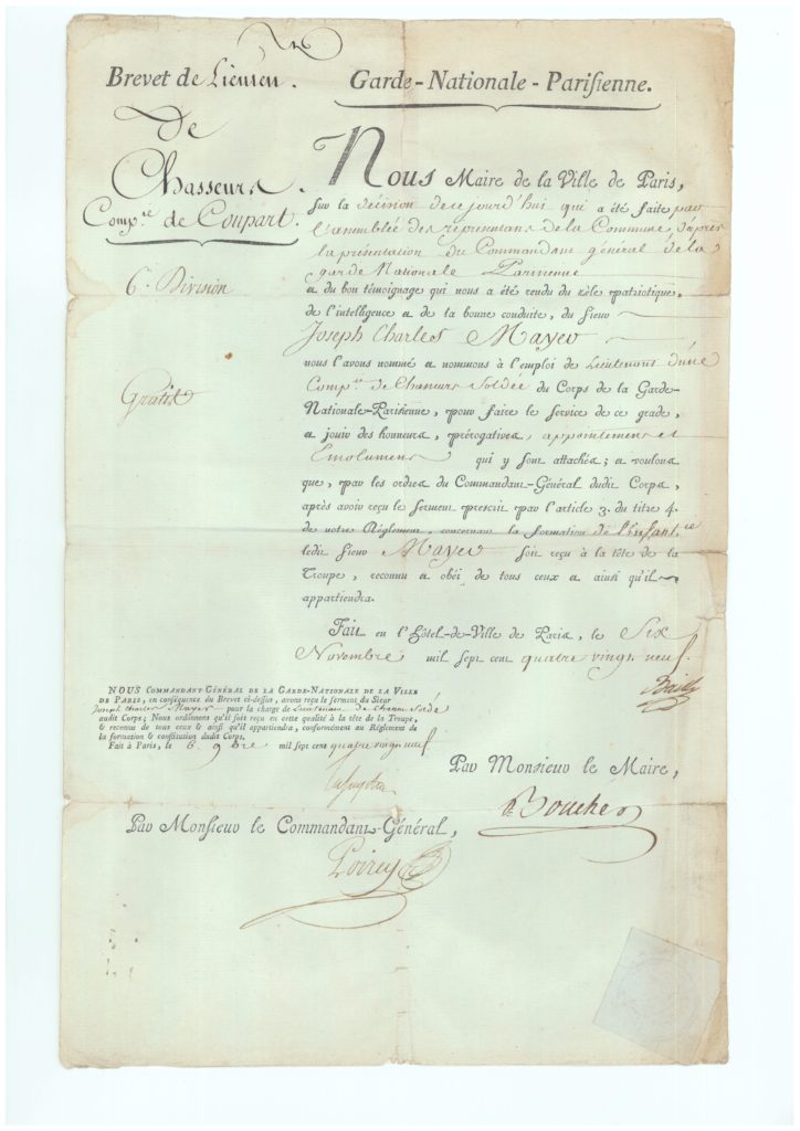 document signé La Fayette histoire