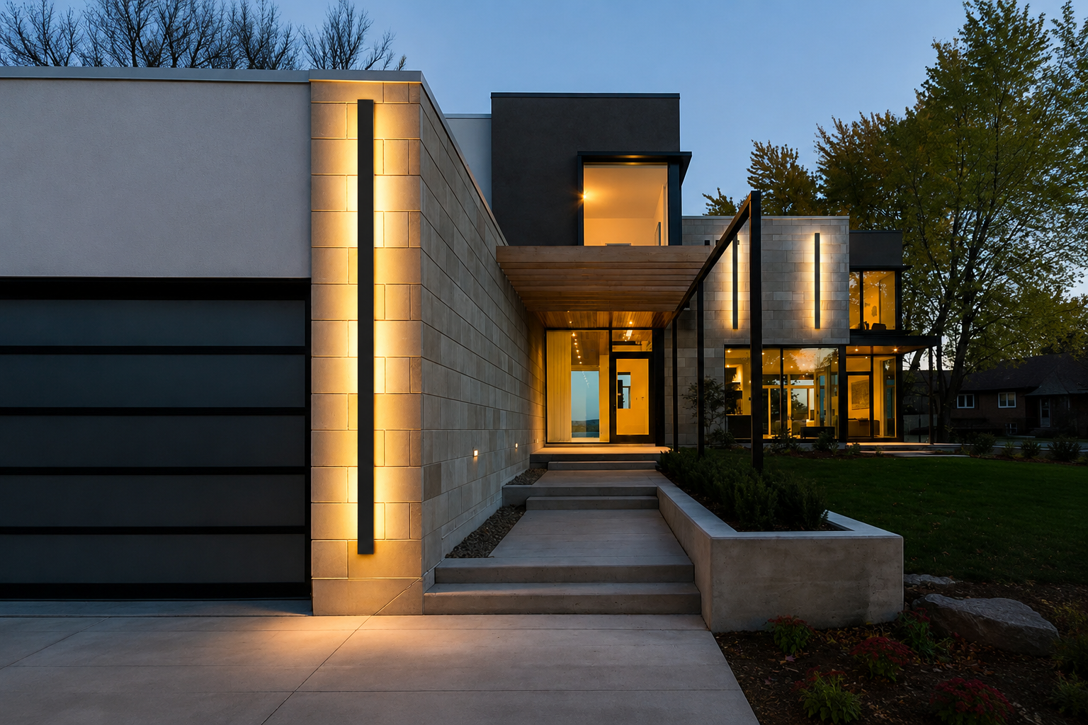 extérieur maison nuit barres LED extérieures